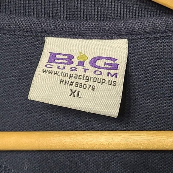 Big Custom Mens XL Navy Blue Long Sleeve Polo Style Shirt Impact Group - Picture 3 of 7